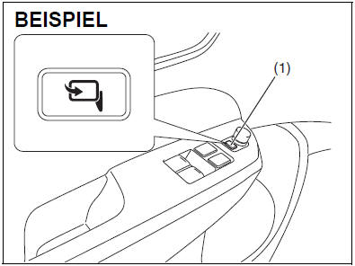 Suzuki Swift. Schalter zum Einklappen für heizbaren Außenspiegel