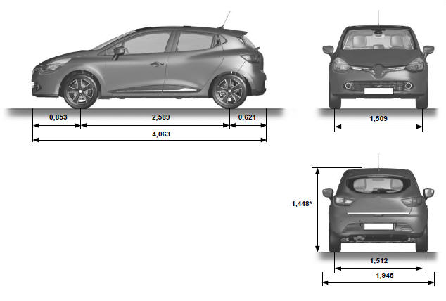 Renault Clio. Fahrzeugabmessungen 